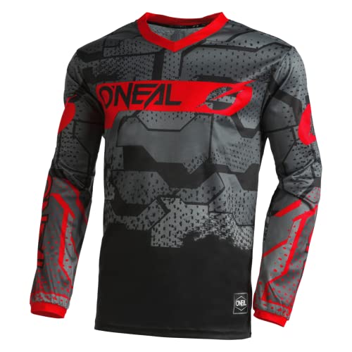 O'NEAL | Motocross-Shirt langarm | Kinder | MX MTB Mountainbike | Leichtes Material, ergonomischer Slim Fit Schnitt für perfekte Passform | Element Youth Jersey Camo V.22 | Schwarz Rot | S