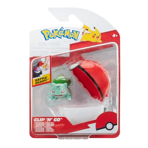 Pokémon PKW3634 - Clip'n'Go Poké Ball - Bisasam & Pokéball, offizieller Pokéball mit 5 cm Figur
