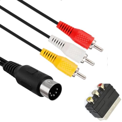 WICAREYO 1.8M/6FT Audio Video AV Composite TV Kabel Mit 3RCA auf Scart Adapter Kompatibel für Genesis 1/Mega Drive 1/Master System 1