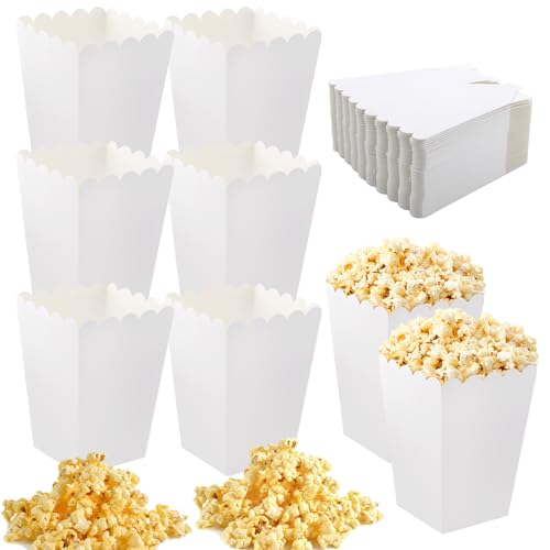 50 Stück Popcorn-Boxen, Klein Tüten Candy Bar Box Popcorn Container Popcorntüten Candy Container Wird um Snacks Popcorn und Süßigkeiten in Theatern Kinos und Karneval zu Platzieren (Weiß)