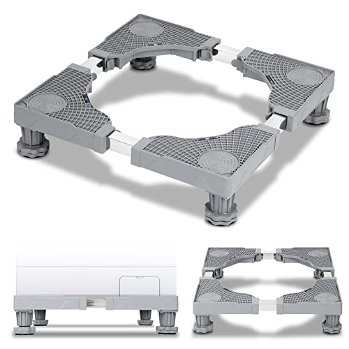 Cecaylie Waschmaschinen-Untergestell Verstellbare Beweglich Sockel, Trockner Sockel Untergestell Podeste & Rahmen für Gefrierschrank（41-65CM Einstellbare）
