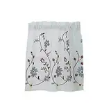CUSROS Kurzer Vorhang mit Blumenmuster und Stange, Fenstervorhang, für Zuhause, Küche, Café, Geschenkgeschäft, Dekoration, 2 Stück