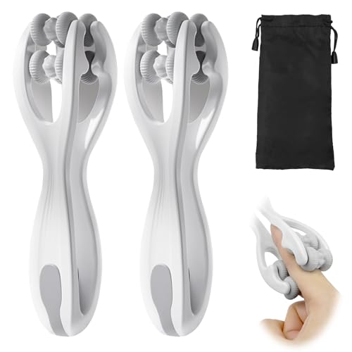 2 Stk Hand- und Fingermassagegerät, Finger Massage Roller, Massageball mit Griff Körper, Muskel Entspannen Massagegerät, Massagegerät Selbstmassagerolle, Doppelseitiger Massageroller für Arthritis
