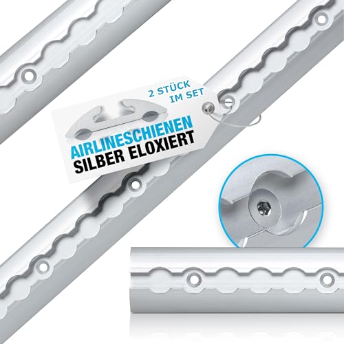 NTG 2 Stück je 2 m Airlineschiene halbrunde Form aus Aluminum mit Bohrungen | Ladungssicherung für LKWs, Anhänger, Wohnmobile | eloxiert | 1975mm (Schnell fixiert und einsatzbereit)