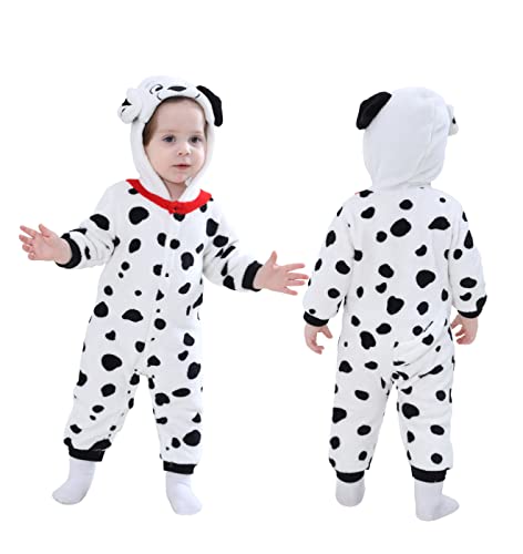 Doladola Babyspielanzug Tier overall Spielanzug Schlafanzug Flanell Frühling Strampler Pyjama Bekleidung Karikatur Tier Jumpsuit für Baby mädchen und Junge (Dalmatiner,Alter 2,5-3,5 Jahre)