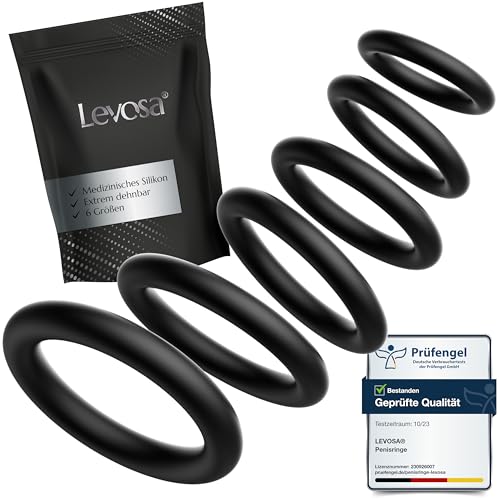 Levosa® Penisring Set für härtere Erektionen und mehr Ausdauer - 6 dehnbare Penis- und Hodenringe für Männer - Sex Spielzeug für Paare - Marke aus Hamburg