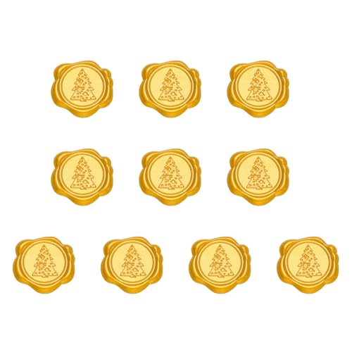 LUCKGONI 10 Stück Vintage-Siegel-Aufkleber, goldene Siegel-Aufkleber, selbstklebende Dichtung für Hochzeitseinladungen, Umschläge