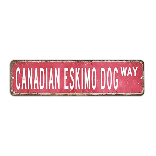 Kanadisches Eskimo-Hundeschild, kanadisches Eskimo-Hund, Geschenk, Metall-Blechschild, Wandschild für Bar, Kneipe, Garage, Mannhöhle, Heimdekoration, Retro-Straßenschild, 8 x 30 cm