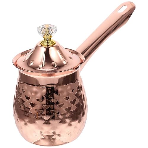 Hopbucan Türkischer Kaffeekocher, Kupfer Kaffeekocher, Teekocher, Milchwärmer, Heißer Schokoladenkocher, Butter-Schmelztiegel, 600 Ml, Roségold, Hohe Qualität