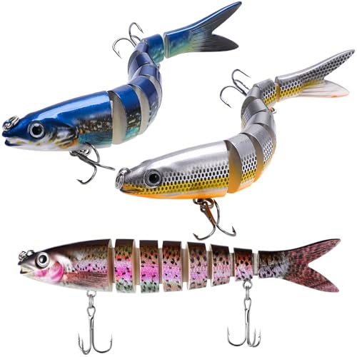 Newofview 3 Stück Angelköder, Gummifische Köder, Kunstköder Wobbler Hecht Fische Köder Set für Hecht, Barsch, Zander(Mehrfarbig)