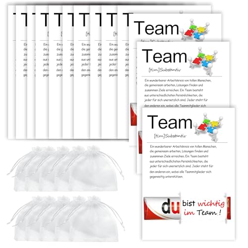 MKISHINE 20 Teamkarten für duplo Schokolade, Geschenke für Kollegen, Abschiedskarten für Büro und Arbeit, Dankeschön-Geschenke für Mitarbeiter, kleine Dankeschön-Karten für Kollegen