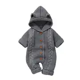 Haokaini Neugeborenes Unisex Baby Jungen Mädchen mit Kapuze gestrickt Strampler Jumpsuit Strampler Pullover Winter Warm Schneeanzug Outfits