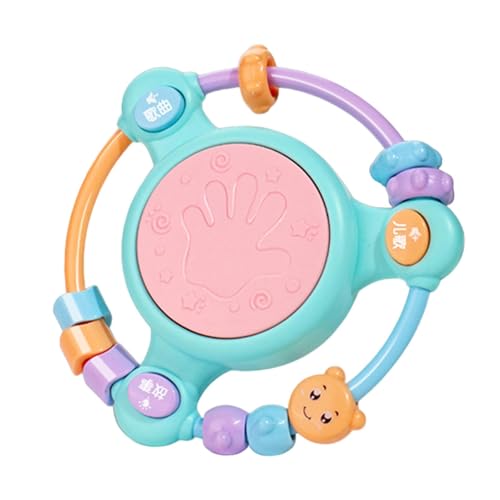 Handtrommelinstrument, Handtrommelspielzeug | Perlenschütteltes -Percussion -Musikinstrument mit Licht,Früheres Lernen lernender Handgriff Spielzeug zum Geburtstag der Kinder