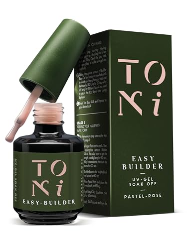 tonicolors EasyBuilder Aufbaugel – HEMA-frei & selbstglättend (15 ml) UV/LED Soak-Off Gel für Gelnägel, in 5 Farben (Pastel Rose)