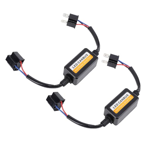 Akozon 2 Stück H4 LED CANbus Decoder Anti Flicker Widerstand Plug and Play für Scheinwerfer