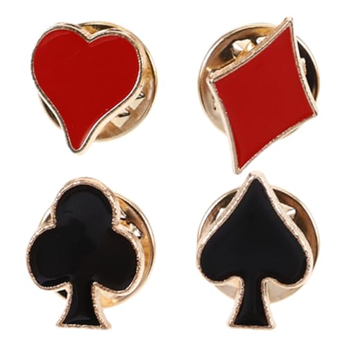 4 Stück Poker-brosche Spielkarten-pins Schal Brosche Spielhandkarten-pin Poker-pins-zubehör Lustige Anstecknadel Spielkarten-emaille-pin Anstecknadel Mit Assen Zinklegierung VALICLUD