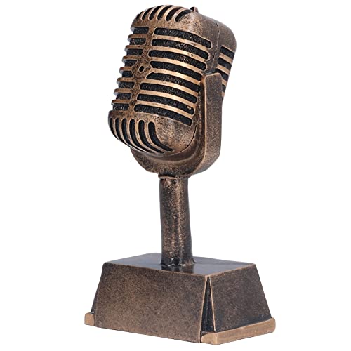 Retro Mikrofon Requisiten Modell, Harz Mikrofon Trophäe Ornament Gefälschte Vintage Fake Mikrofon Dekorative Tischdekoration für Karaoke Gesangswettbewerb Party Bühne