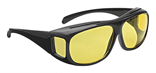 Wedo 27147599 Überzieh Nachtsichtbrille für Autofahrer, für Brillenträger, getönte polarisierende Gläser, gemäß ISO Norm, schwarz/gelb