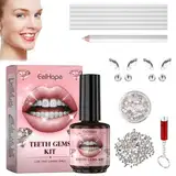 Zahnstein Schmuck,Tooth Gem Kit,Zahnstein Set,Tooth Gems,Zahnschmuck,Zahnschmuck Set,für Reflektierende Zahndekoration,mit 1440 Stück Strasssteinen und 5 Stück Marquise-Diamanten