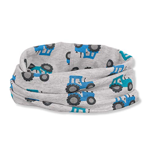 Sterntaler Multifunktionstuch Traktor - weicher Baby und Kinder Schlauchschal aus Singlejersey - variabel tragbar als Jungen Mütze, Stirnband, Schalmütze, Halstuch oder Bandana - silber, Größe 2