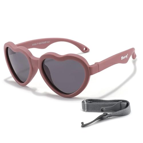 Maesy Baby Sonnenbrille für 0-2 Jahre - UV400 Polarisierter Schutz - Flexibler und Biegsamer Rahmen - Verstellbares Gummiband - Sichere und Bequeme Babysonnenbrillen - Herz - Maes