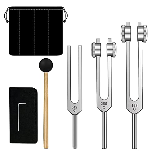 Ocnvlia Stimmgabel Set - 128 Hz, 256 Hz, 512 Hz, Stimmgabeln Perfekt für Heilung, Klangtherapie, KöRper, Geist und Seele