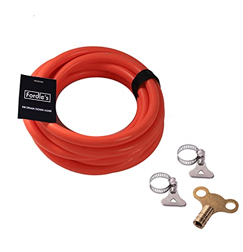 Fordle's 5m Ablaufschlauch Set Reparatur Kühlern/Heizsystemen, Wartung Instandhaltung – Flexibles TPU Gummi 12mm Bohrung – mit Kühler-Entlüftungsschlüssel, 2 Verbindungsclips & 2 Aufbewahrungsgurten