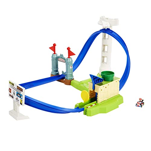 Hot Wheels HGK59 - Mario Kart Basis Rundkurs Trackset mit Mario Kart-Fahrzeug, von Videospielen inspiriertes Spielset für Kinder ab 3 Jahren