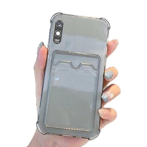 Miagon Brieftasche Hülle für Xiaomi Redmi 9A,Kartenhalter Crystal Transparente Rückseite Handyhülle Kunststoffhülle Dünn Weiche TPU Stoßfeste Schutzhülle