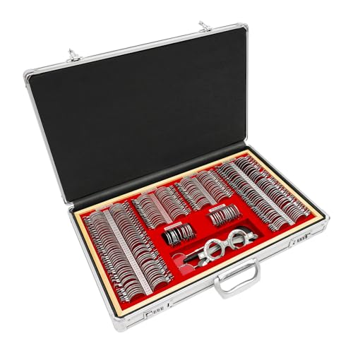 266Pcs Testlinsen-Set, 57x36x9.5cm Optisch Messbrille Linse Augenoptiker Metal Optometry Optical Trial Lens Set mit Optometrie Testrahmen für MRT für Optiker und Augenkliniken geeignet