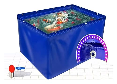 Großer Teich aus PVC-Plane mit Ablassventil – temporärer Sammelbehälter für Salzwasserfische, Wasserspeicherbecken aus 0,5 mm Plane, idealer Aquariumteich im Freien für die Fischhaltung
