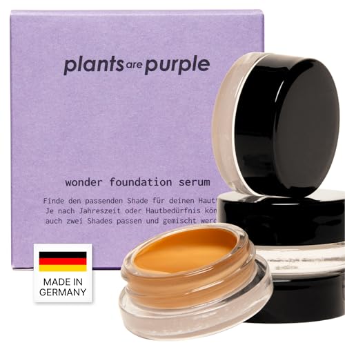 Wonder Foundation Serum - Make Up sanfte Deckkraft | Alle Hauttyp | Mit Hyaluronsäure + Squalan | Regenerierende Wirkung | Getöntes Gesichtsserum langanhaltender Glow | Plants Are Purple Tester