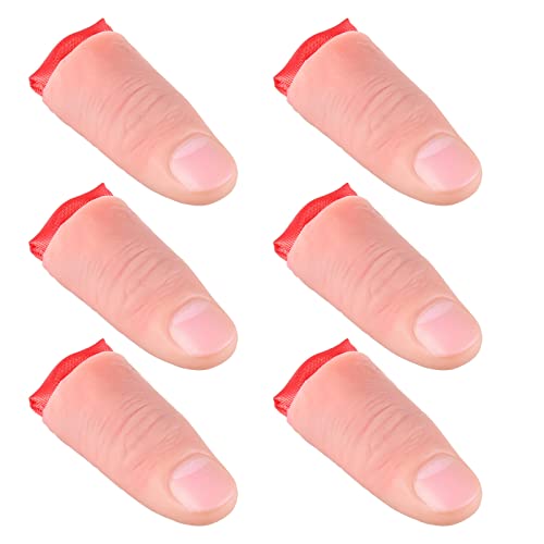6 Stück Zauberdaumen Trick Magie Daumenspitze Weich Plastik Finger Gefälschte Finger Bühnen Zauber Requisite Streich Spielzeug Tricks und 6 Stück Rot Training Tuch für Zauberartikel Party