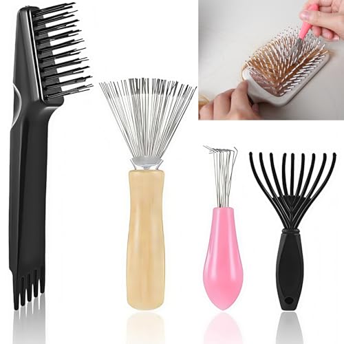 4-teiliges Haarbürstenreiniger-Werkzeug-Set mit Rechen-Design Reinigungskrallen zum Entfernen von Haaren, Staub, Schmutz und Fusseln von Bürsten, perfekt für den Heim- und Salongebrauch