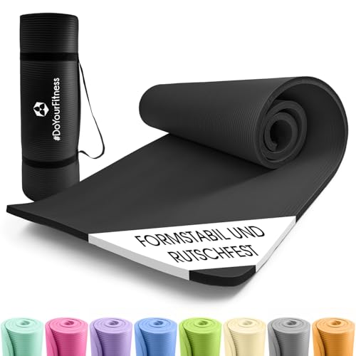 #DoYourFitness x World Fitness | Fitnessmatte "Jivan" | 183x61x2cm | Phthalatfrei & rutschfest | Gymnastikmatte ideal für Yoga, Pilates, Fitness, Outdoor im Studio & zu Hause | Schwarz