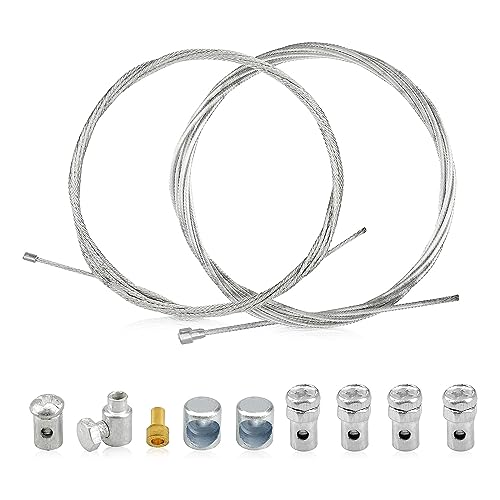 PUCIO 2 Stück 2M Universal Reparaturset Gaszug Schaltzug Kupplungszug Fahrrad Roller Mofa Moped mit 9x Nippel Motorrad Universal Seilzug für Mofa Moped, Fahrrad, Roller
