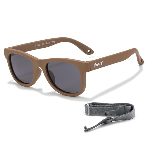 Maesy Baby Sonnenbrille für 0-2 Jahre - UV400 Polarisierter Schutz - Flexibler und Biegsamer Rahmen - Verstellbares Gummiband - Sichere und Bequeme Babysonnenbrillen - Quadratisch - Indi