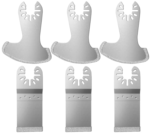 LEILUO Oszillierende Multitool Sägeblätter 6er Pack Diamant Multifunktionswerkzeug Klingen Set für Fugenentfernung Passend für DeWalt Milwaukee Makita Ryobi und mehr