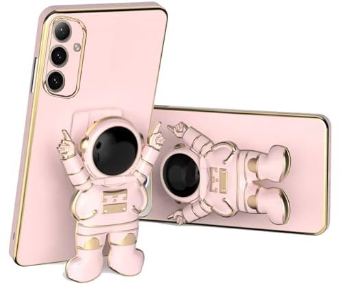 Miagon Kreativ Finger Astronaut Ständer Hülle für Samsung Galaxy A35 5G,Cute Mädchen Dünn Galvanisierte Schutzhülle Weiches Case Bumper mit Astronaut Halter Kickständer