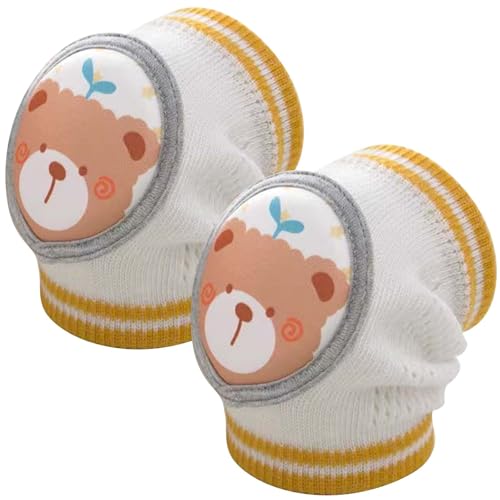 Baby Knieschoner Baumwolle Netz Krabbelknieschoner Kinder Knieschützer Knie Ellenbogen Pads kriechen Sicherheit Schutz Kleinkinder Mädchen und Jungen für 0-4 Jahre (Braunbär)