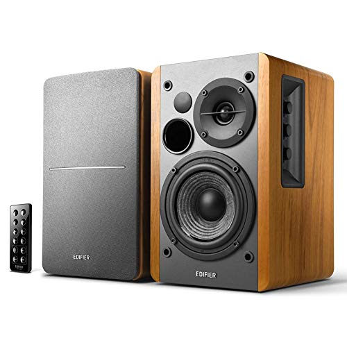 Edifier Studio R1280DB - 2.0 Bluetooth-Lautsprechersystem (42 Watt), Regallautsprecher mit Infrarot-Fernbedienung in Holzfarbe