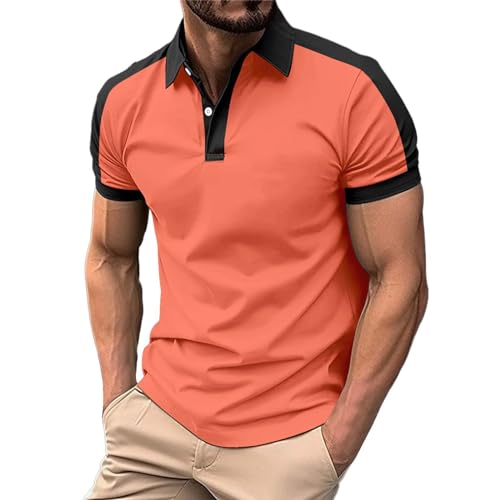 Poloshirt Herren Kurzarm Polohemd Giraffe Stickerei Einfarbig T-Shirt Poloshirt Mit ReißVerschluss Tshirt MäNner Schwarz Poloshirt