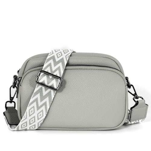 TANTOMI Umhängetasche Damen Klein, PU Leder Crossbody Bag Damen Handytasche zum Umhängen, Moderne Handtasche Damen Klein mit Breitem Schultergurt, Damen Tasche Tägliches Arbeiten, Einkaufen,Reisen