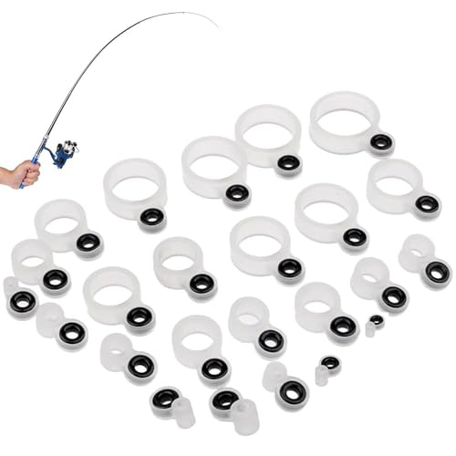 CHENNAN 24 Stück Angelrute Führungs Ring Köder-Angelruten-Führungsringe Angelruten praktisch führungsring Keramik Angelrute Pole Guide Ring Set Zubehör für Reparatur, Ersatz, 24 Größe (1-24mm)