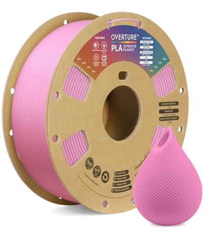 OVERTURE PLA Filament 1,75 mm Aufgerüstet, 1kg Filament (2,2 lbs), Maßgenauigkeit +/- 0.02mm, für 3D-Drucker (Pink)