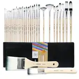Artecho Pinselset Acrylfarben, Pinsel Set für Aquarell, Öl, Steinmalerei, Nagelpinsel, 32 Verschiedene Größen mit Organisationstasche.