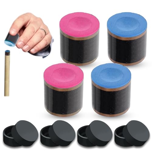 Tkxjry 4 Stück Pool Queue Würfel, Snooker Kreide, Kreide Für Billardqueues, Kommt mit 4 Aufbewahrungsboxen, Billardkreide, Billard Pool Queue Kreide, für Home Bars Turniere Spiele(Rosa + Blau)
