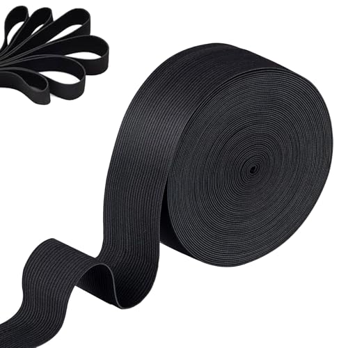 Gummiband, 10m x 30mm Nähen Gummibänder, Gummilitze Breit Gummibänder, Einfassband zum Hosenbund, für Heimwerker, Kunsthandwerker, Kleidungsschneider, Schwarz