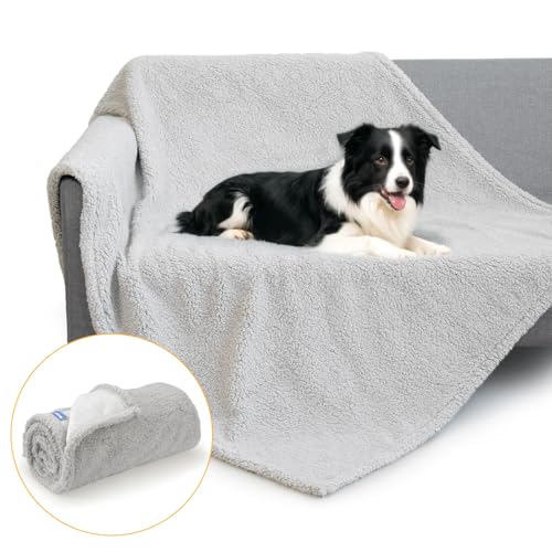 Barpor wasserdichte Hundedecke Waschbar 152x127 cm - Doppelseitige Haustierdecke Weich und Warm Geeignet für Große Hunde und Katzen Schützt Boden, Bett, Sofa und Autositz Grau