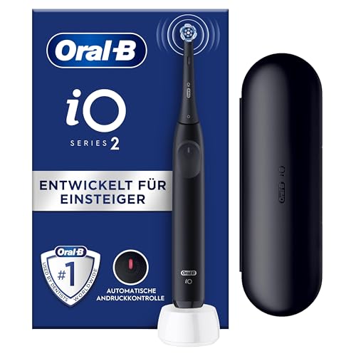 Oral-B iO Series 2 Elektrische Zahnbürste/Electric Toothbrush, 1 Aufsteckbürste, 3 Putzmodi für Zahnpflege, Magnet-Technologie, Reise-Etui, Designed by Braun, Night Black